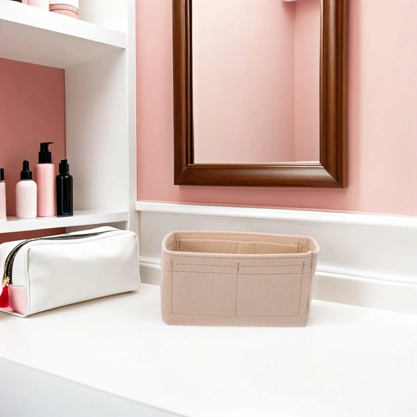 

Felt Organizer Insert 4-Pocket Compact Tote Liner Shockproof Inner Purse Divider Lightweight Handbag Storage Solution - Chic