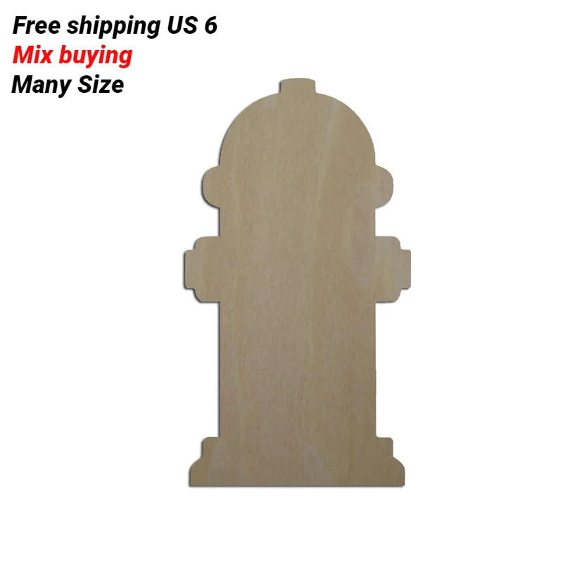 Unfinished Blank Wooden Fire Hydrant Cutout, Firefighter Shape, DIY Craft Embellishments