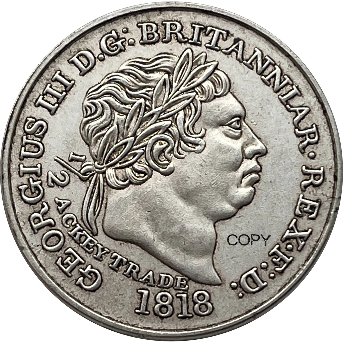 Великобритания 1818 1/2 Акки-побережье Британский Джордж III с узором посеребренная копия памятной монеты Коллекционная монета Ww2 Moneda