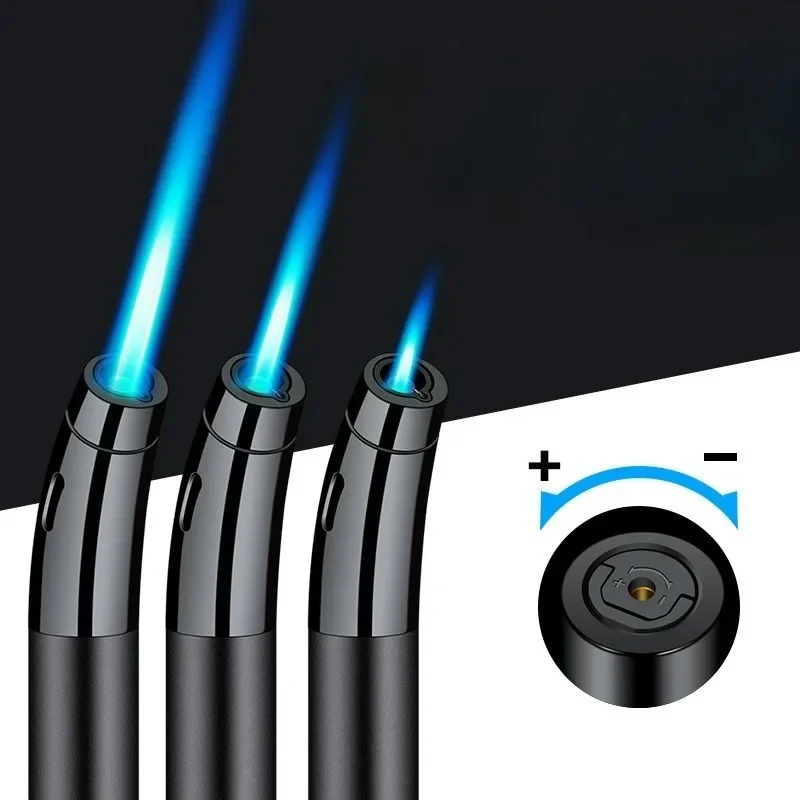 

Windproof Straight Jet Spray Gun Personalized Kitchen Baking Outdoor BBQ Blue Flame Inflatable Metal Cigar Lighter Wholesale
