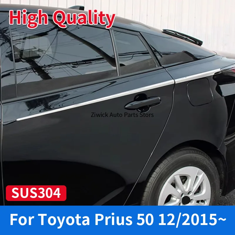 

High Grade Stainless Steel Car Styling Chrome Protector Trim for Prius 50 Rear Door Side Body Trim Strip External Accessories