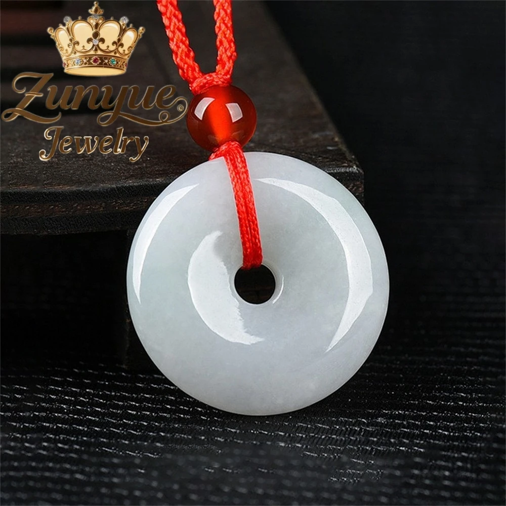 Natural Myanmar Genuine Ice-Grade Jadeite Peace Pendant With Clasp High-End Fashion Popular Simple Luxury Quality Jewelry Gift