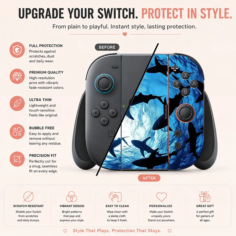 Creative pattern SWITCH game console protective film, with natural touch and comfortable feel, featuring personalized designs