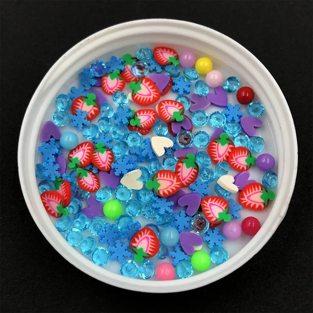 20g Assorted Cartoon Flower Fruits Slice Polymer Clay Sprinkles Crystal Pearls Slime Filling Material DIY Nail Art Decoration