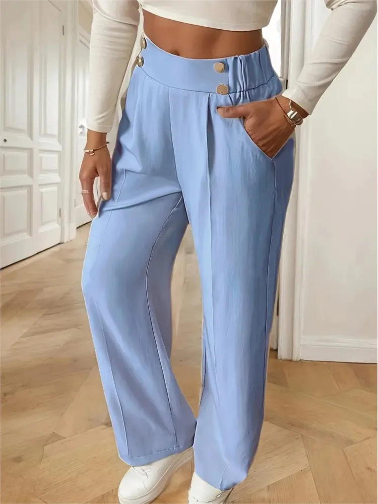 2027 Women's Trousers Casual High-waisted Trousers Loose Temperament Versatile Office Female Straight Long Pants 2026