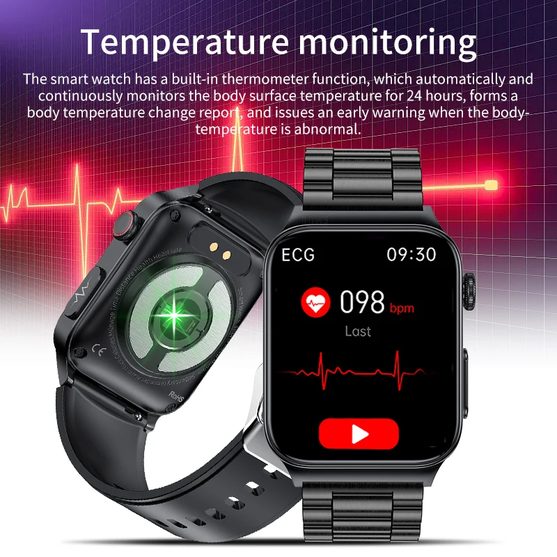 LIGE Medical Grade Health ekg + PPG inteligentny zegarek mężczyźni Monitor temperatury ciała SmartWatch Me\'s IP68 wodoodporny zegarek sportowy damski