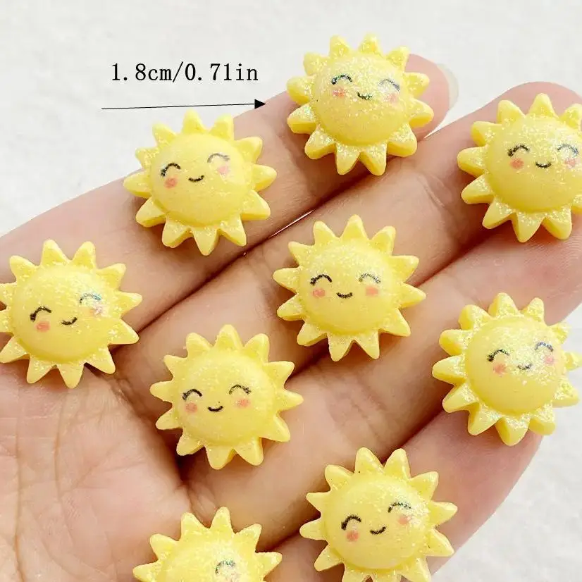 12PCS Resin Cute cartoon sunflower Figurines Flat back Stone DIY Wedding Jewelry Decor Scrapbooks Accessories Crafts