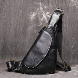 Fashion Man's Cowhide Chest Bags Men shoulder Genuine leather Chest Bags Casual Crossbody Business Messenger bags Male