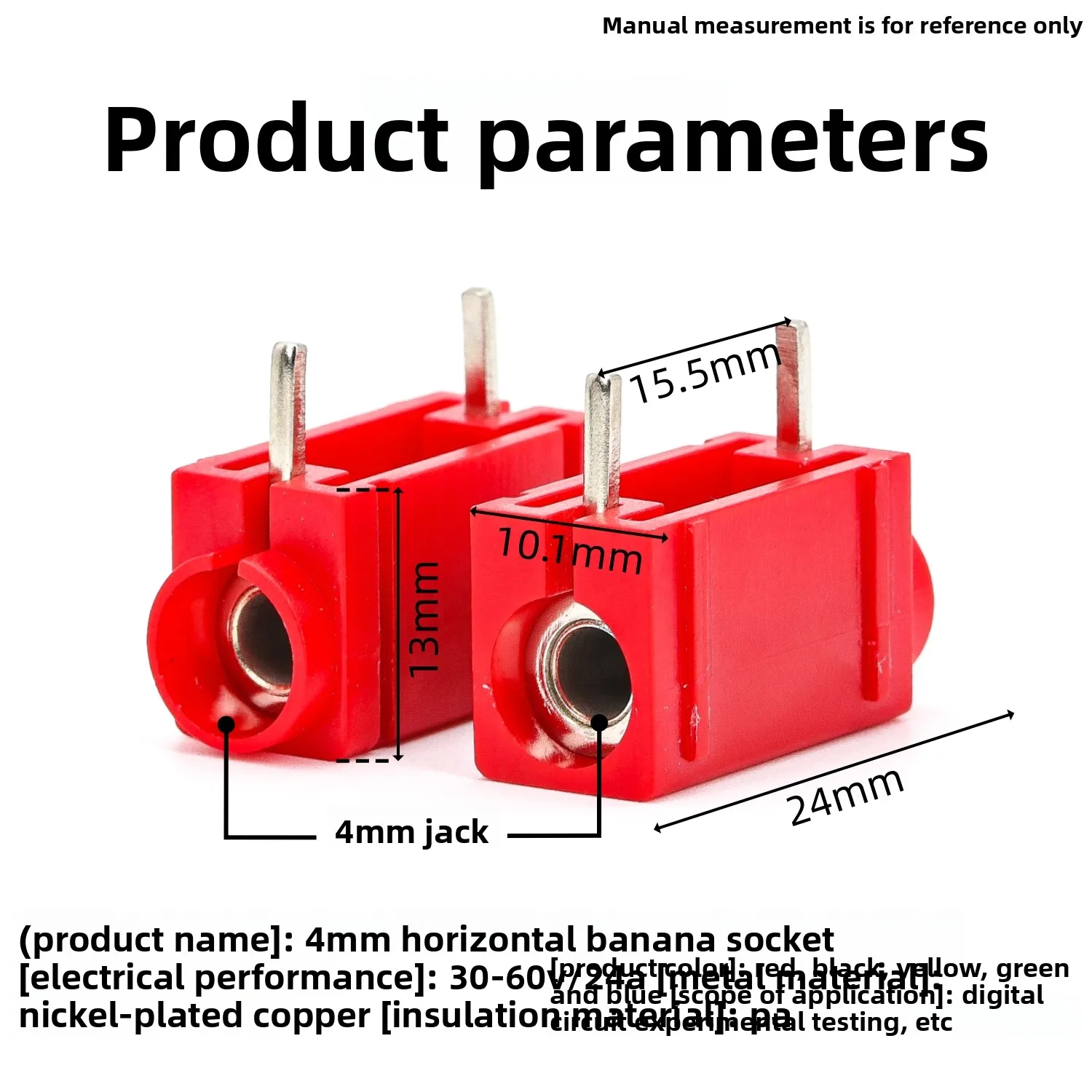 24.243 / 4mm Banana Female Jack PCB Mount Insulated Socket Connector