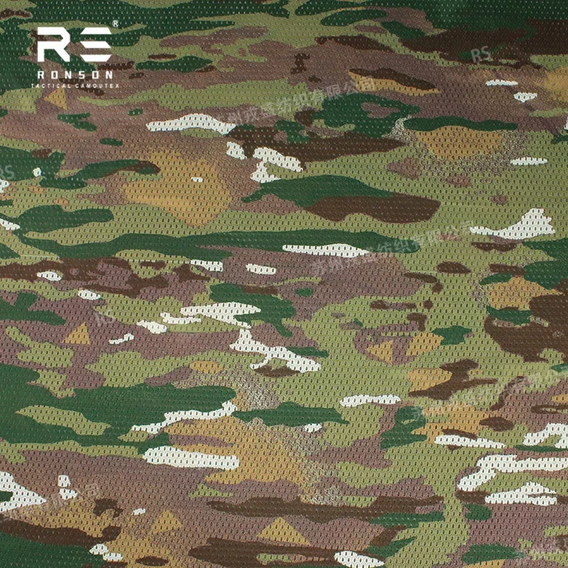 

French BME Multi-environment Camouflage Mesh 120gsm Light Weight Polyester Printed Mesh Fabric Soft for Tactical Face Mask Scarf