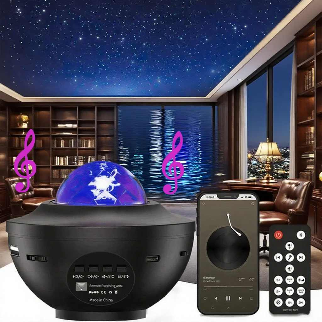 【セール中】LED 星空プロジェクター ナイトライト リモコンスイッチ USB 音楽プレーヤー オーシャンウェーブ ギャラクシー アンビエントライト 子供の誕生日プレゼント