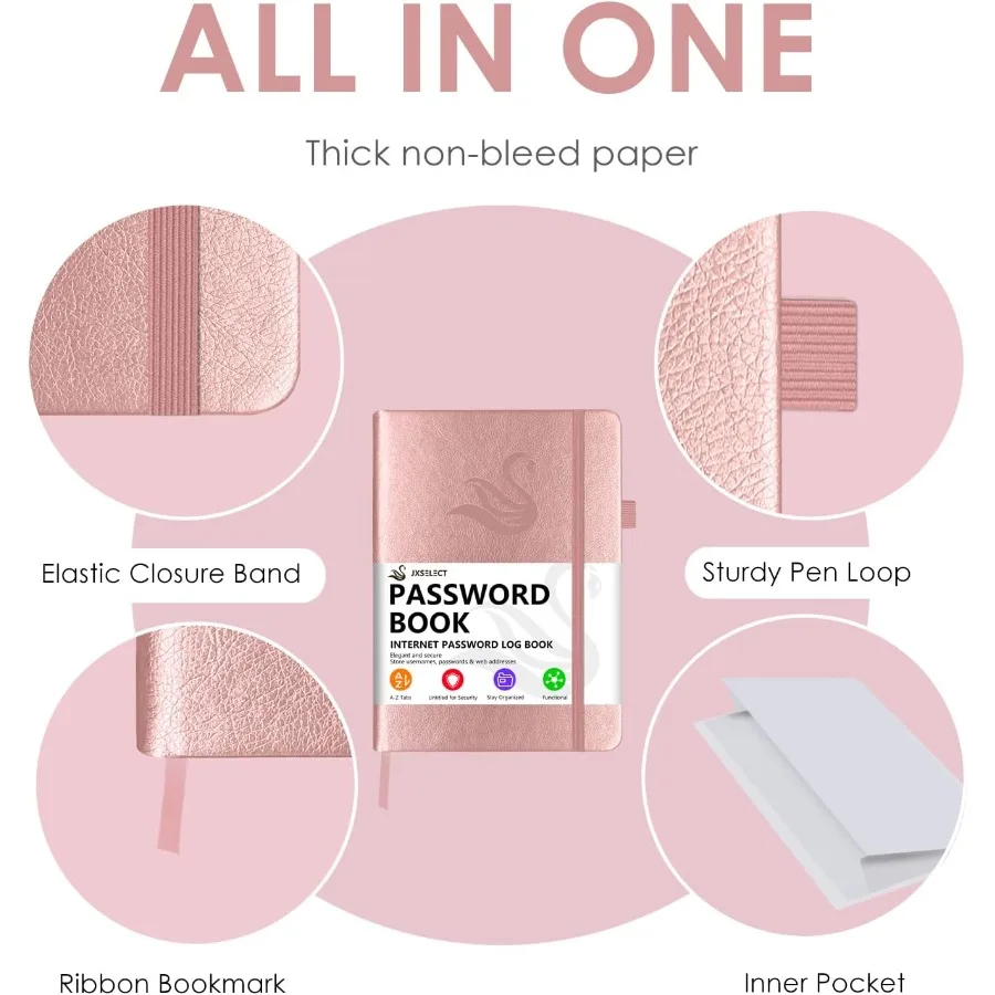 Элегантная книга паролей с алфавитическими вкладками Книга паролей в твердом переплете для интернет-сайта Вход в адресе 5,2 x 7,6 дюйма Пароль Ke