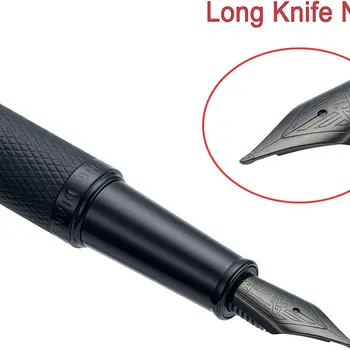 Hongdian Black Forest Metal Fountain Pen Titanium Black EF/F/Bent Nib Beautiful Tree Texture Writing Ink Pen for Business Office