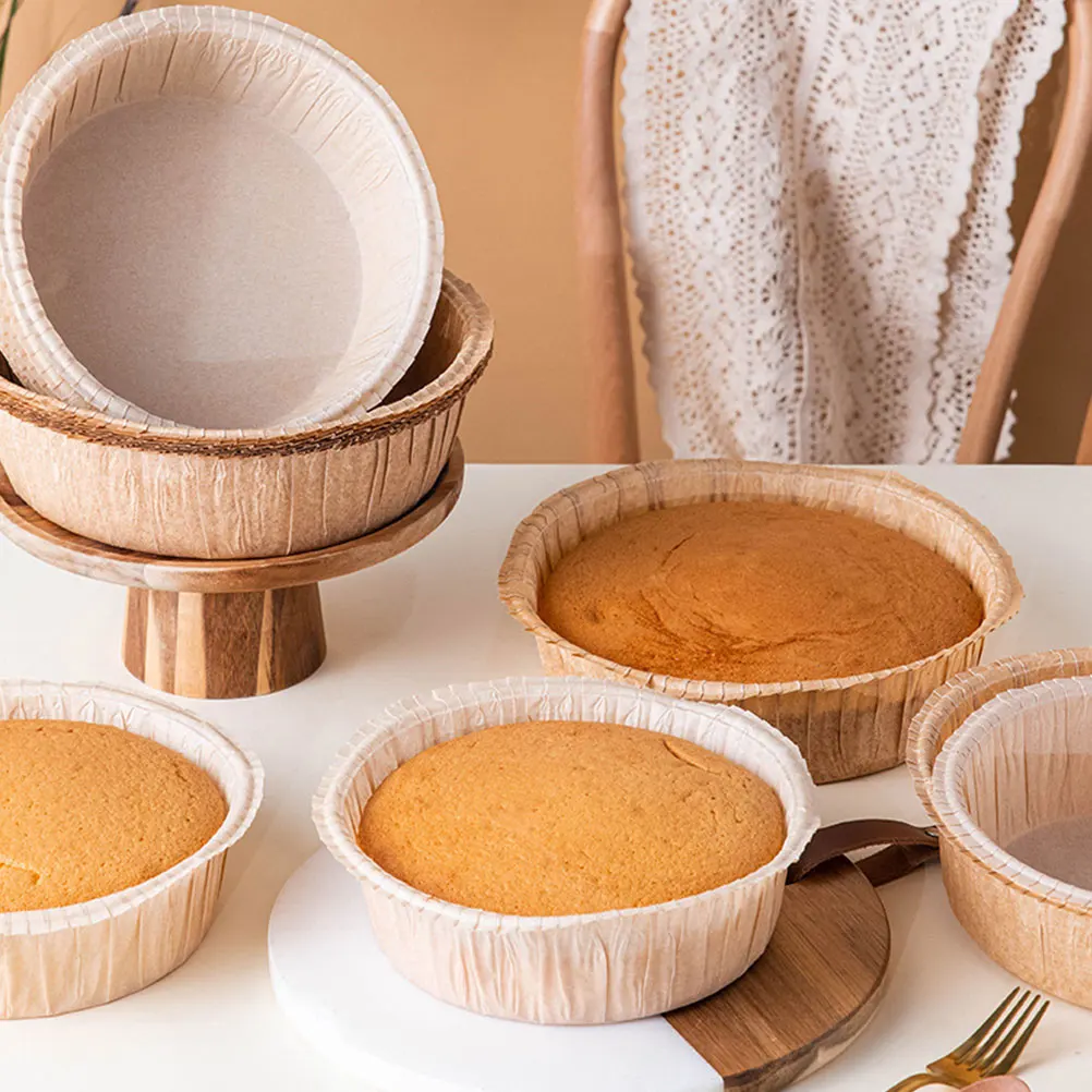 

10Pcs Paper Baking Cake Mold Disposable Pans Heat Resistant Round Cake Pans for Wedding Anniversary Birthday Baking