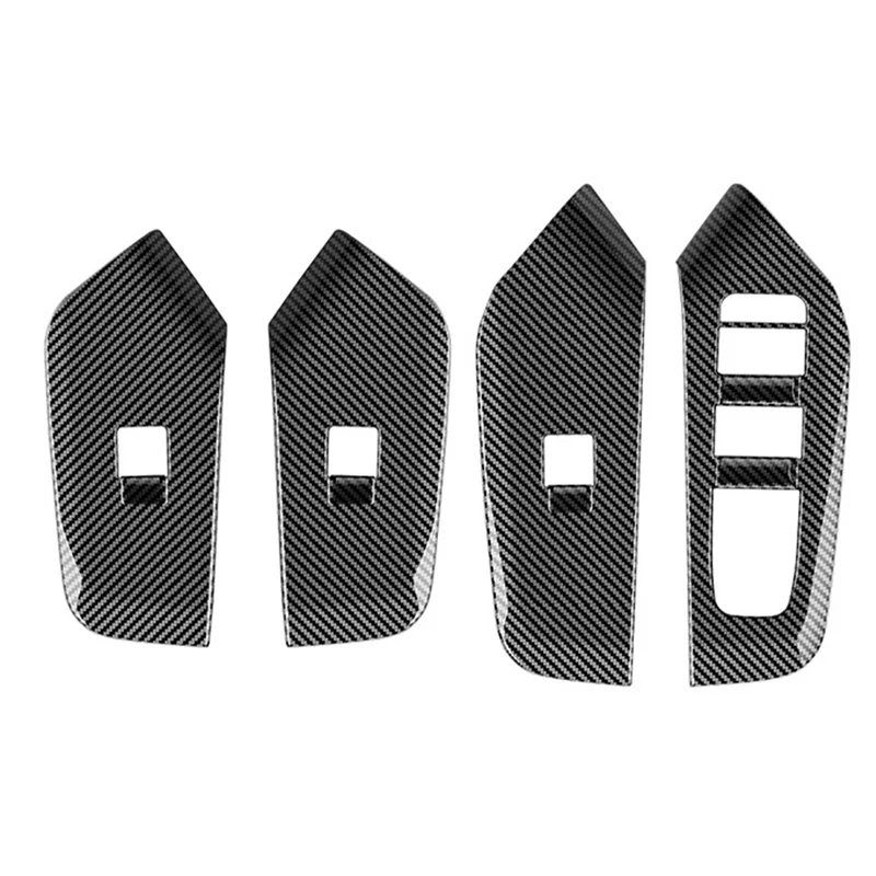 Car Carbon Fiber Black Window Glass Lift Button Switch Cover Trim Door Armrest Panel for Toyota Prius 60Series 2020-2023