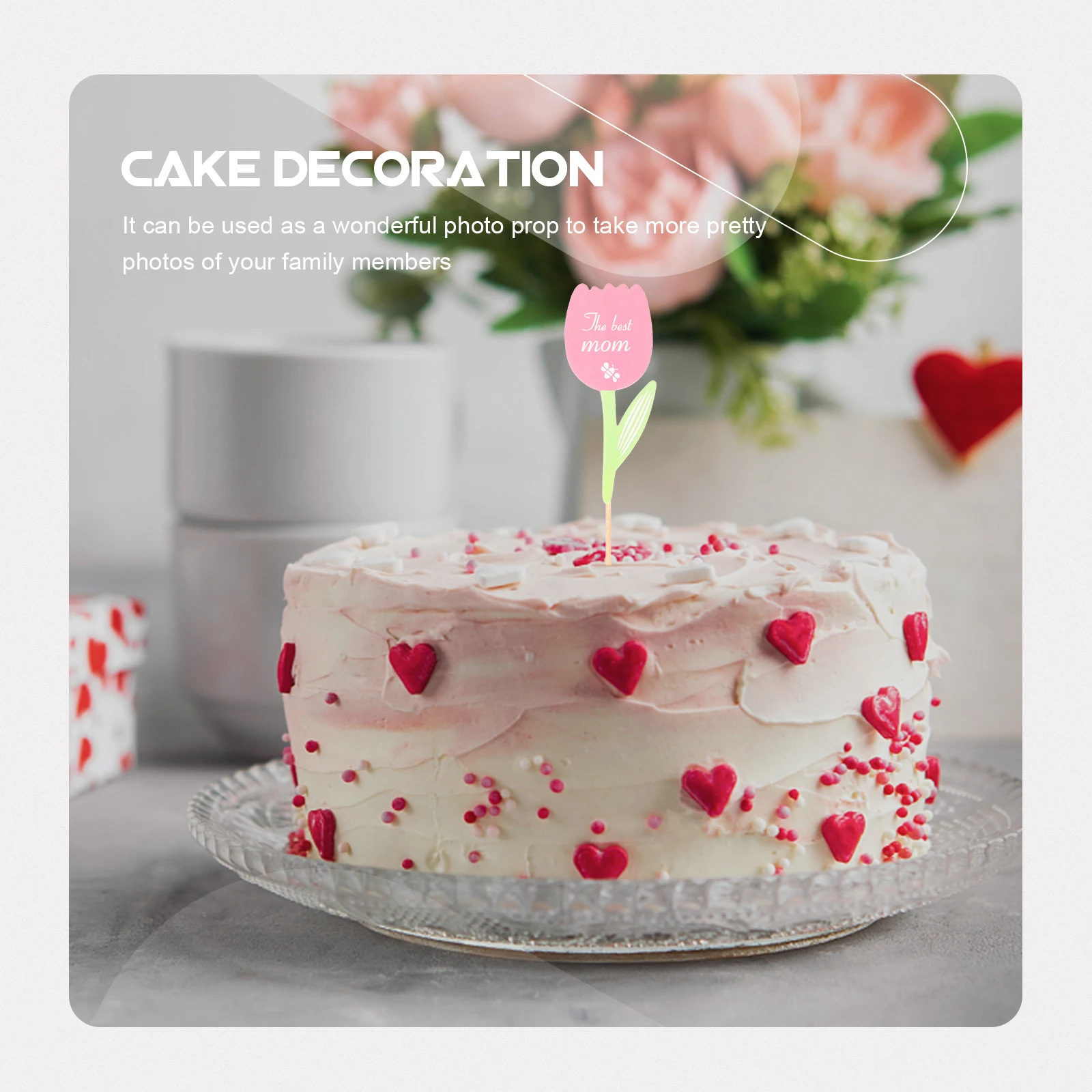 

60pcs Cake Decoration Set Mother Day Topper Insert Paper Bridegroom Cupcake Picks Party Food Fruits Dessert Photo