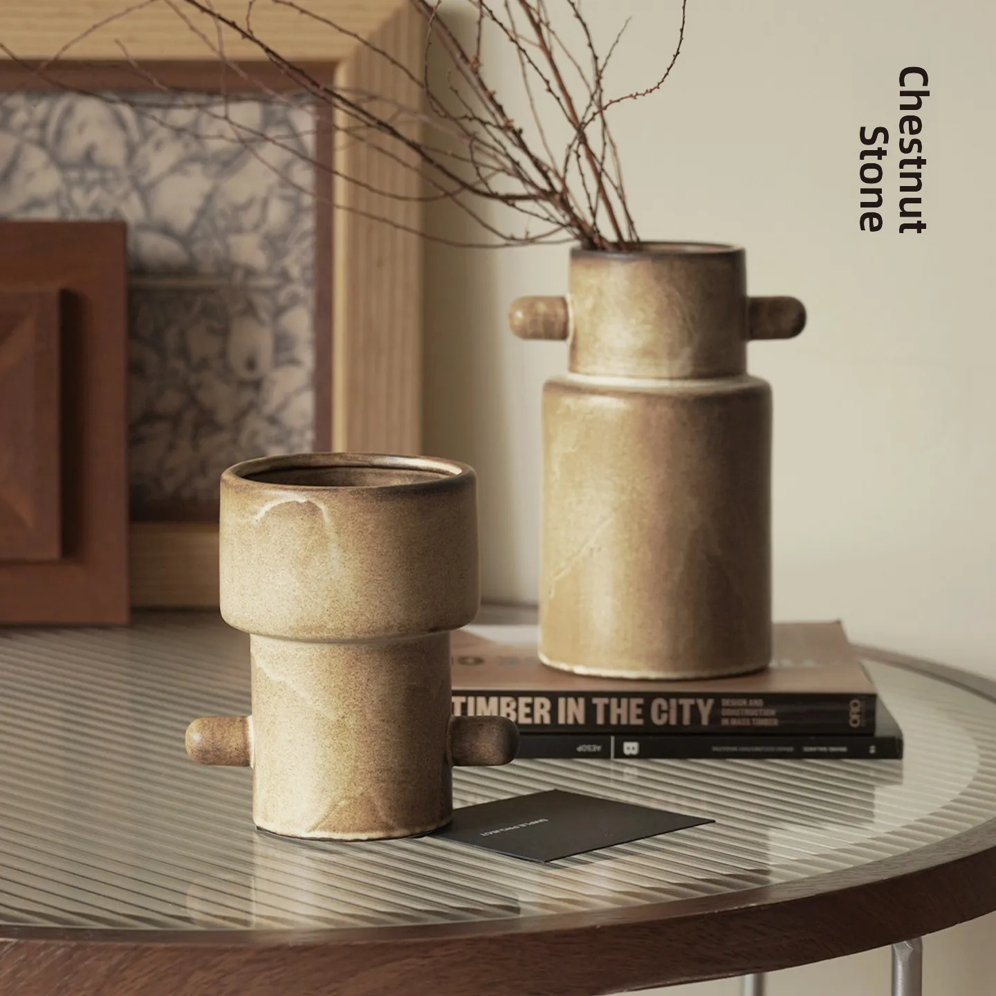 Retro Creative Ceramic Gradient Small Batch Flower Vase Decorative Accessories New Chinese Style Living Room Tabletop Flower Pot