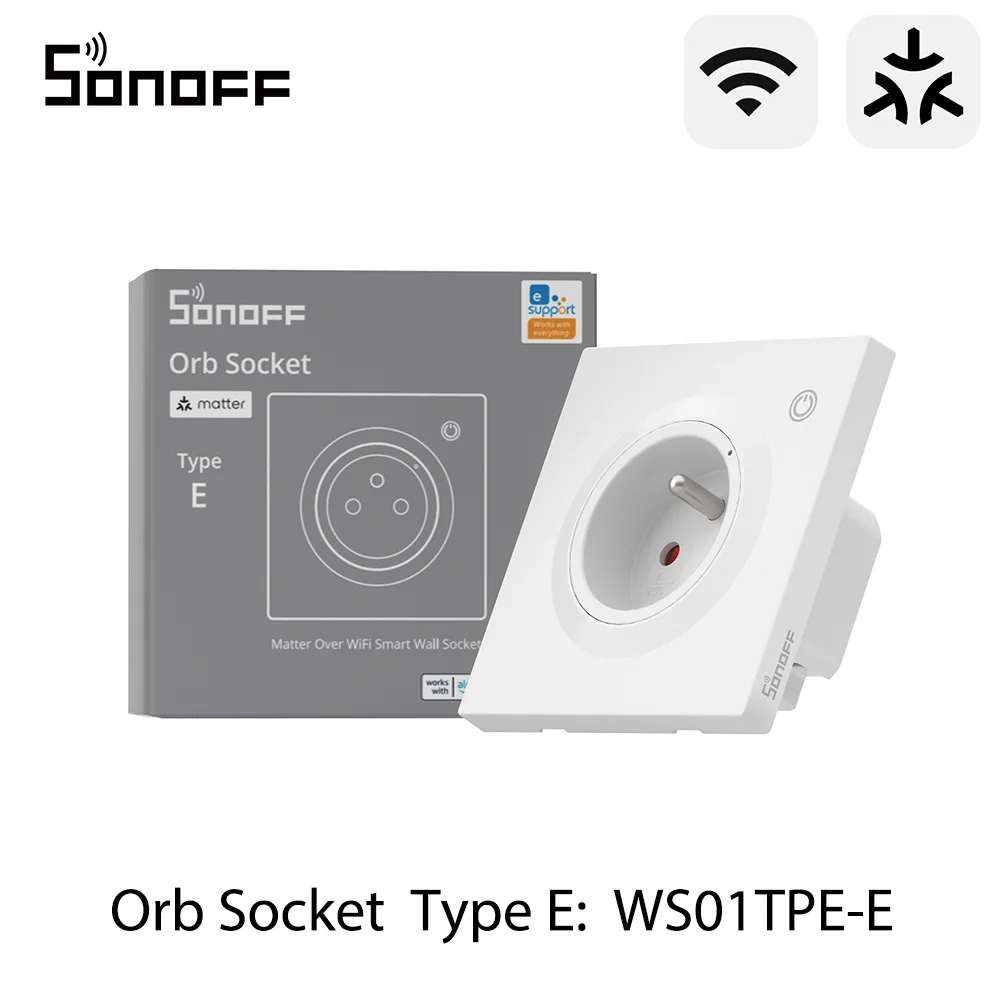 SONOFF WS01TPE-E Prise Murale Intelligente Wi-Fi EU Type E avec Suivi de Consommation Énergétique et
