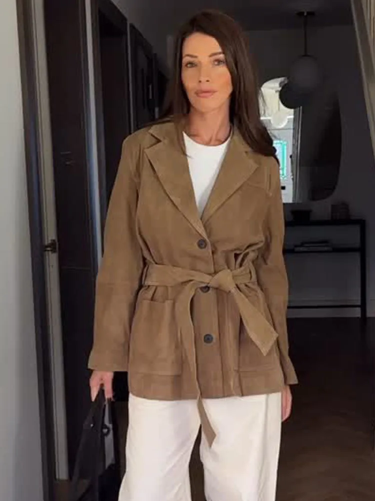 

HH женский осенний клетчатый вязаный кардиган шикарный шарф воротник карман украшение с длинным рукавом свободное короткое пальто женское пальто в уличном стиле