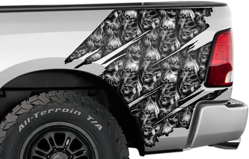 

Car-Gear Rear Quarter Panel Graphics kit 3M Vinyl Decal Wrap Compatible with Dodge Ram 2009-2018 - Skull