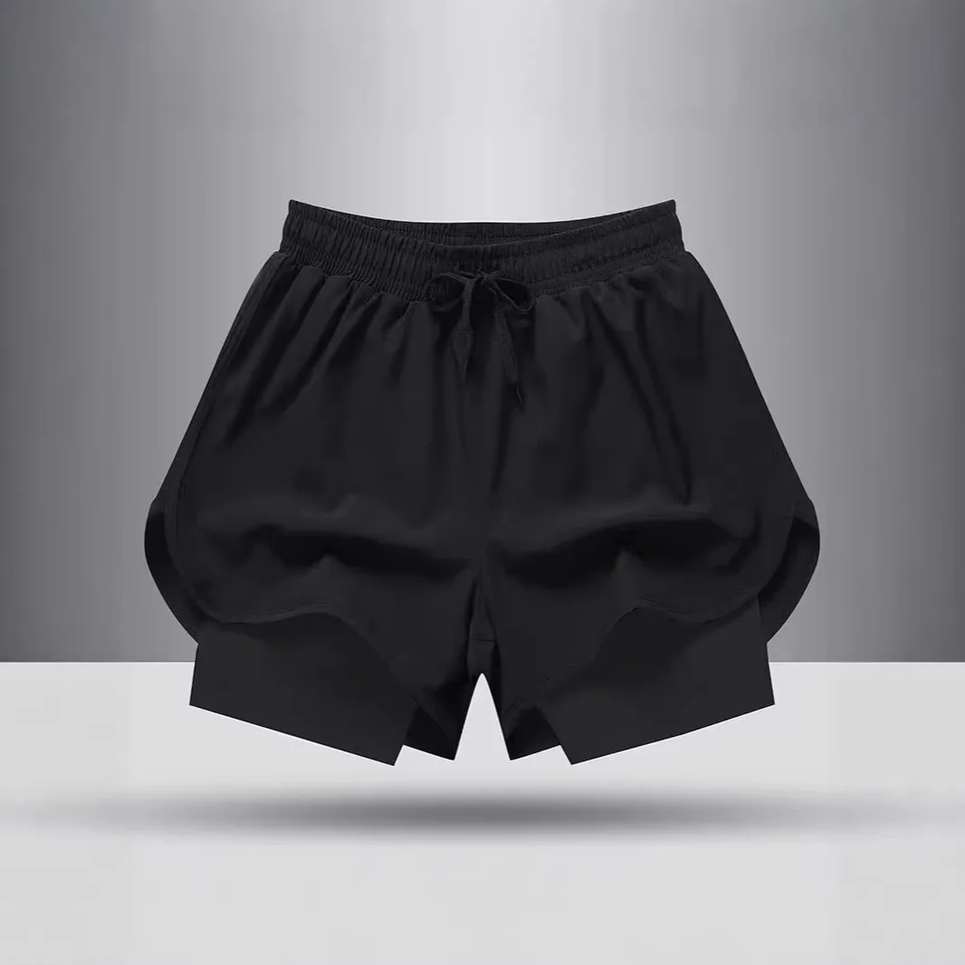 Double-layer Shorts Three-quarter Length Outdoor Sports Pants Man Summer New Fashionable Comfortable Solid Simple All-matching