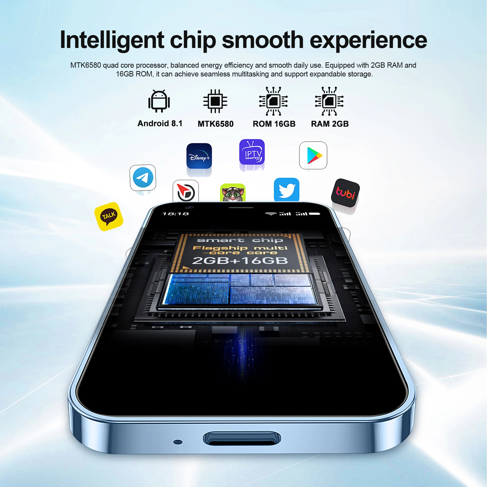 حار بيع هاتف ذكي صغير 3G WCDMA 3.0 "عرض ثنائي الشريحة نظام أندرويد واي فاي GPS 2GB + 16GB Play Store هاتف ذكي محمول صغير