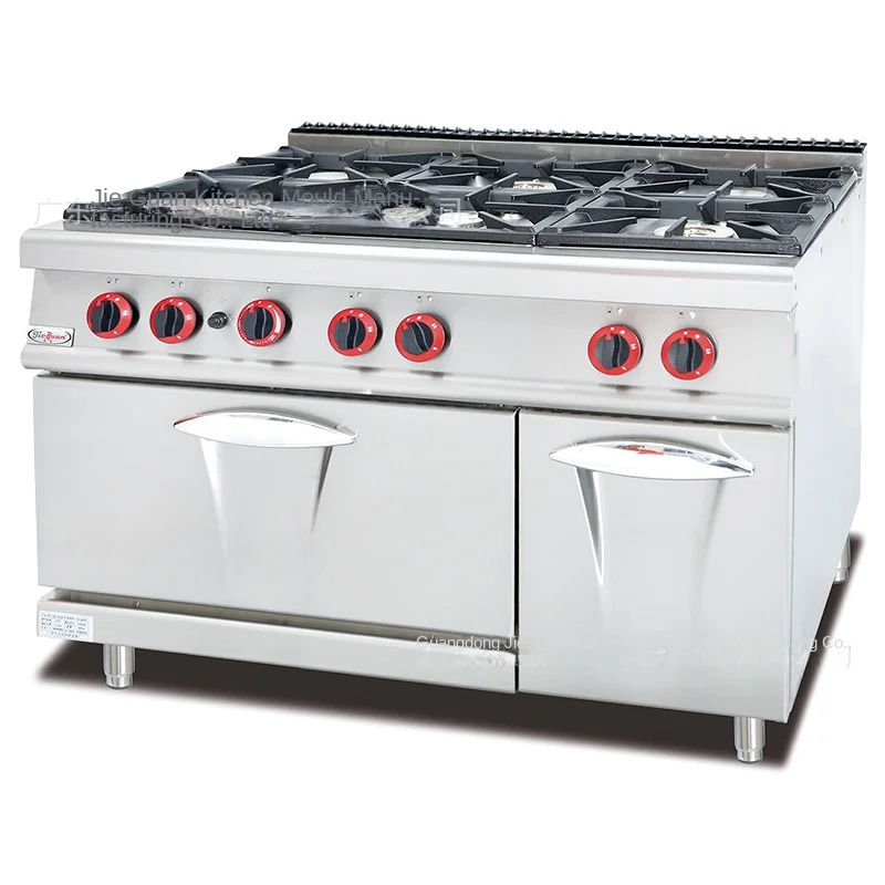 Jie Guan GH-797A Commercial Kitchen Stove Vertical Gas Six-Head Western-Style Oven Six-Eye Oven For Small Stir-Frying Baking
