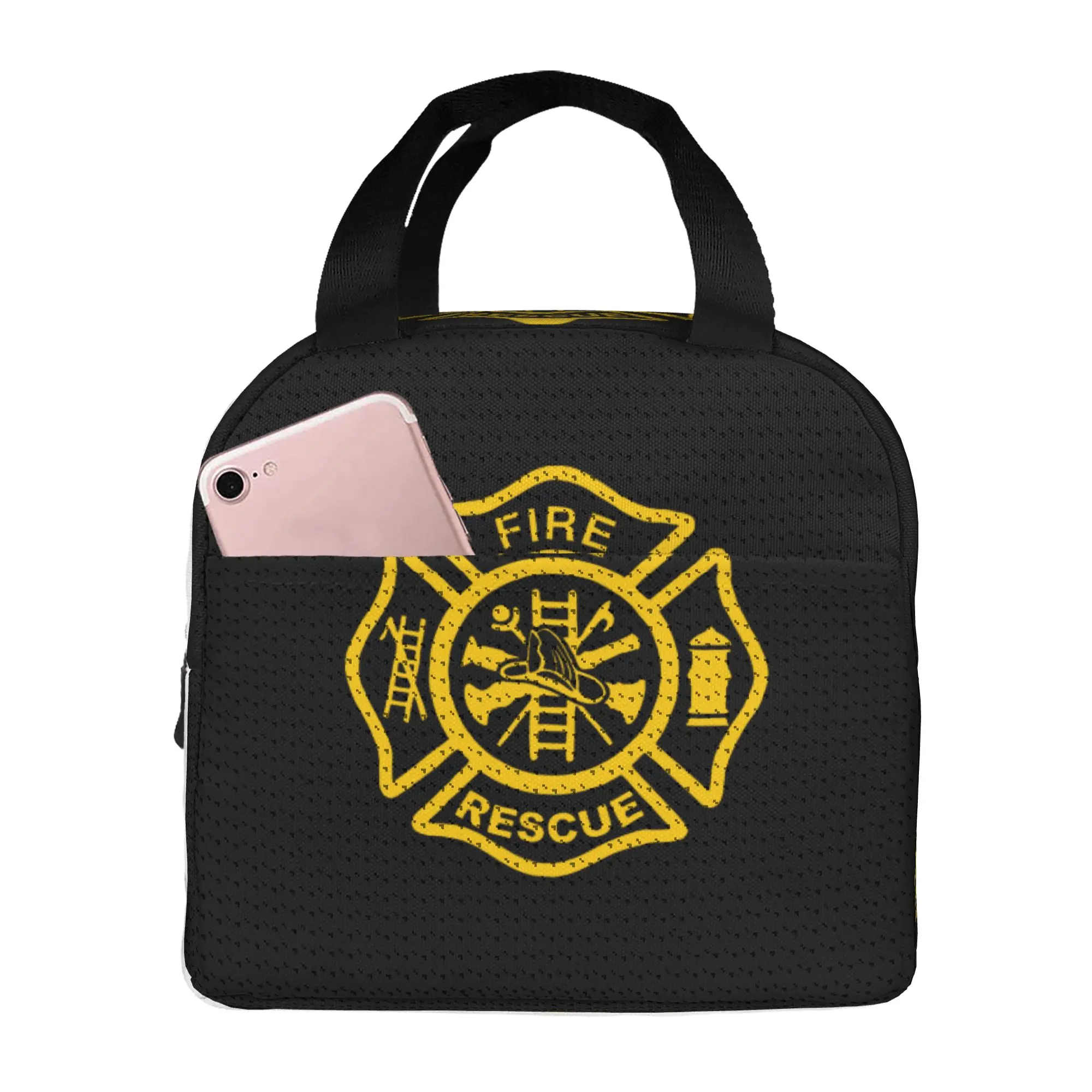 Firefighter Fire Rescue Thermal Insulated Lunch Bag Women  Portable Lunch Container for Outdoor Picnic Storage Food Box