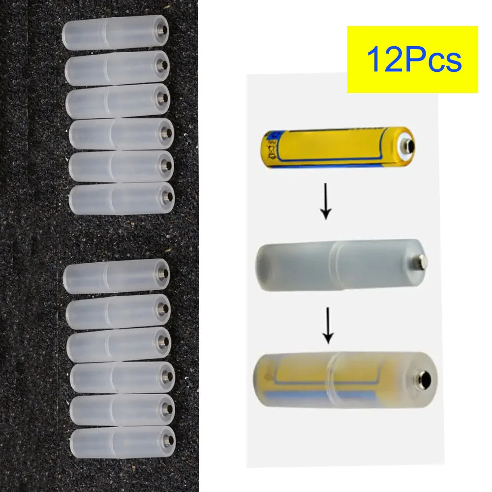 

12Pcs Wholesale AAA To AA Size Cell Battery Converter Adaptor Holder Case Switcher Portable Translucent Battery Storage Holder