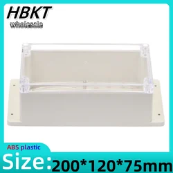 1pcs 200x120x75mm ABS plastic shell safety power supply shell transparent electronic shell with ears outdoor waterproof box