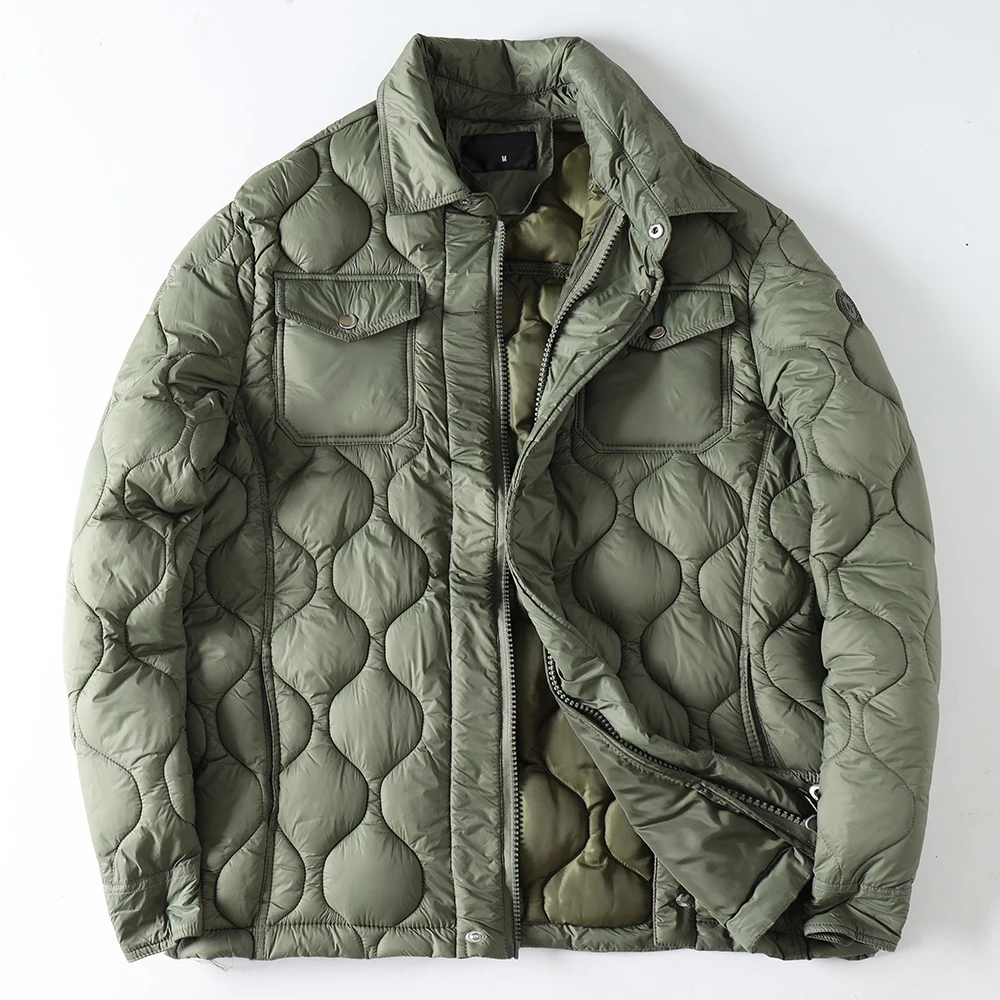 

Autumn Winter Men's Lightweight Waterproof Warm Down Cotton Coat Casual Shirt style Quilted Cotton Jacket