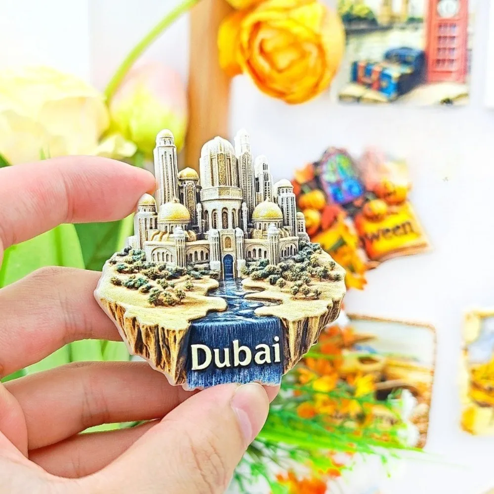 Dubai Souvenir Fridge Magnet Alloy Halifa Tower Sailing Hotel Emirates Scenic Refrigerator Magnet Home Travel Collectible Gift