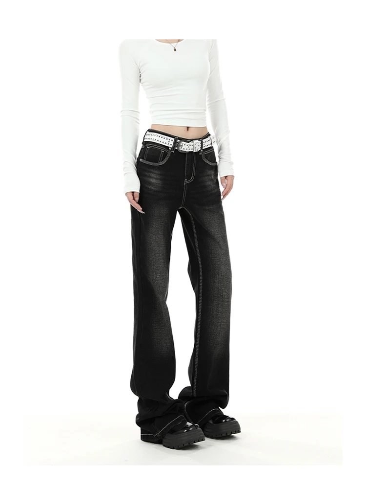 

Winter Women's Bootcut Jeans Vintage Flared Pants Low Rise Bell Bottom Y2k Cowboy Black Denim Harajuku Skinny Jeans High Quality