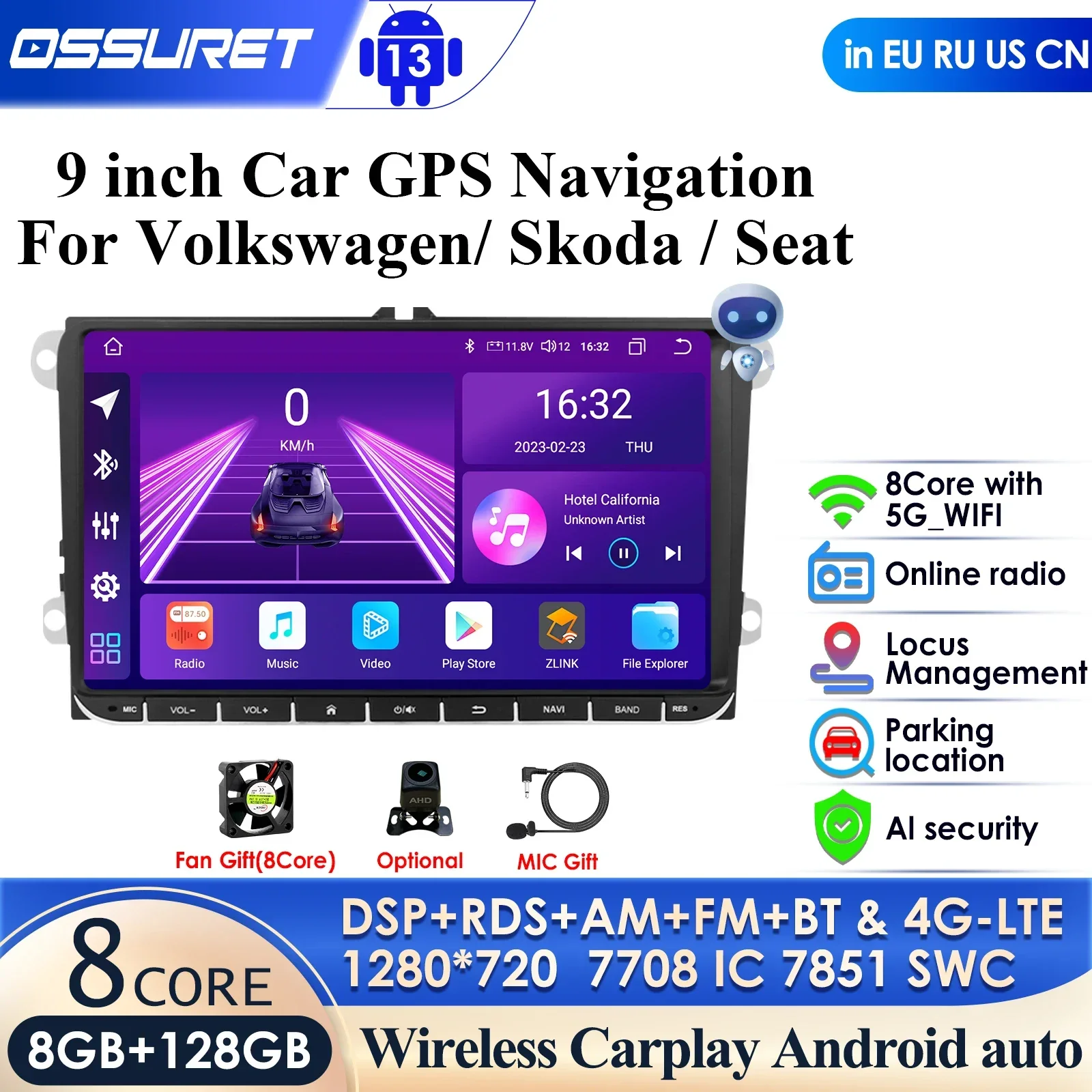 

Car Multimedia player 2Din Android Nav For VW/Volkswagen/Golf/Polo/Tiguan/Passat/b7/b6/SEAT/leon/Skoda/Octavia Radio GPS DAB RDS