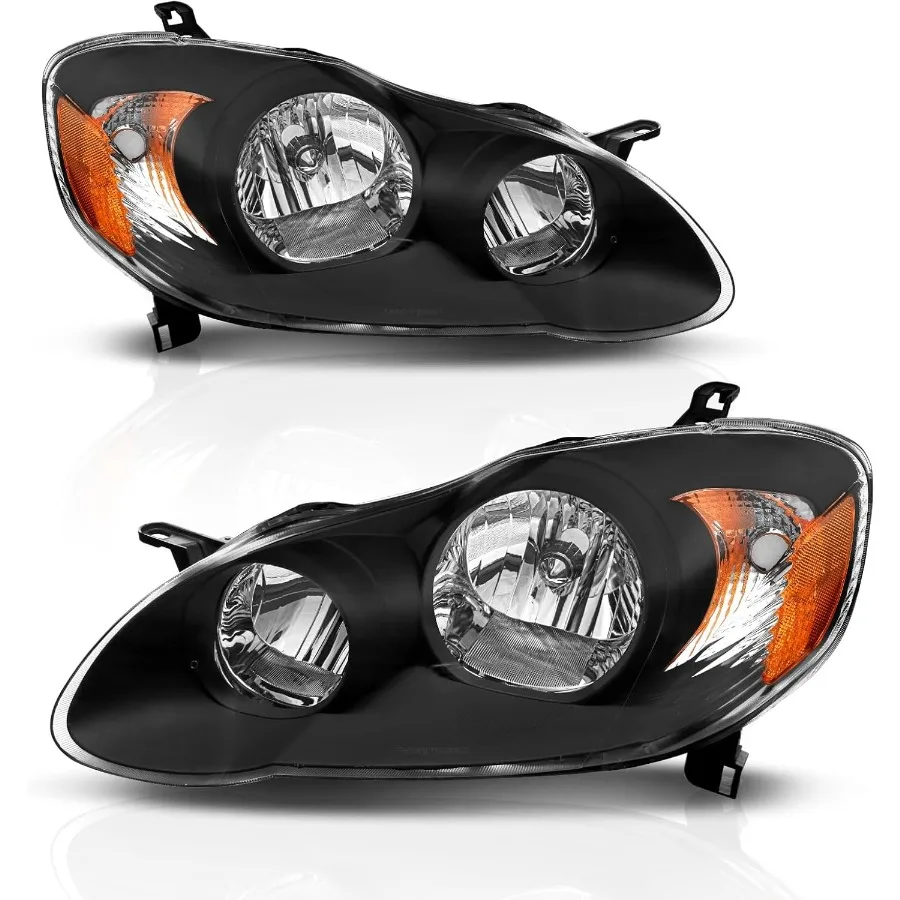 

Для 2003 2004 2005 2006 2007 2008 Corolla фара в сборе для Corolla 2003-2008 годов с прозрачной линзой, черный корпус с янтарным отражателем