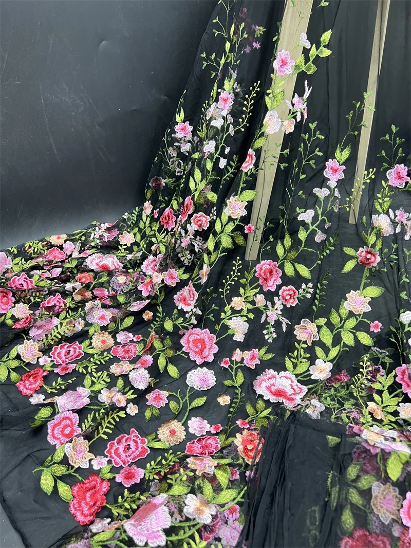 1yard Price Factory direct sales explosive small broken flowers multi-color thread embroidery fabric cheongsam dress  fabric