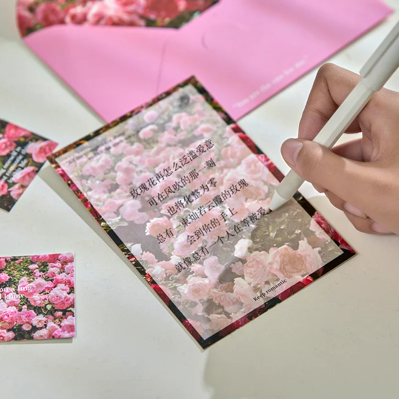 8pcs Envelopes Set with Letter Pads Romantic Flower Message Writing Paper Wedding Party Invitation Card Cover Letter Gift Wrap - Image 2