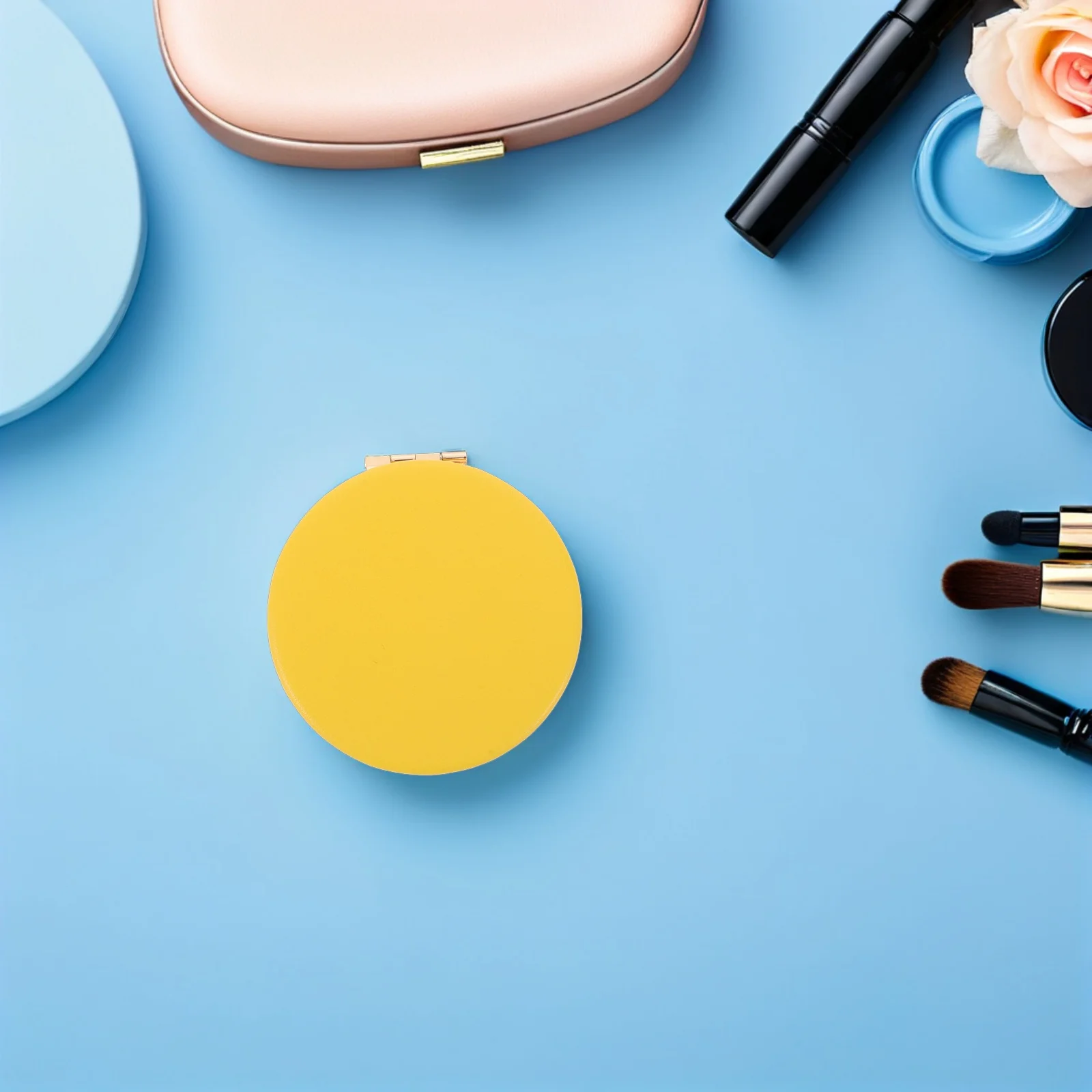 62 mm runder, faltbarer Make-up-Spiegel aus Metall, doppelseitig, kompakt, tragbar, für Reisen, Tasche, Geldbörse, Spiegel für Frauen, persönlich