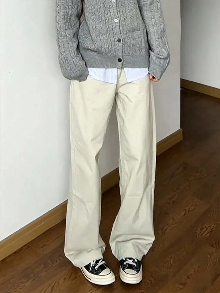 Trendy Washed Denim Flared Jeans Straight Leg Workwear Cotton Pants for Men Early Autumn Ootd Fashion High Street Style