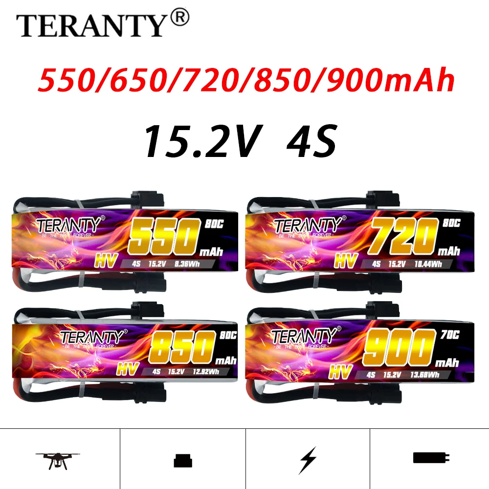 TREANTY 4S 15.2V 550/650/720/850/900mAh 60/70/80C Akumulator Lipo HV Mini Czteroosiowy FPV Model Tinyhawk Akumulator litowo-jonowy do drona