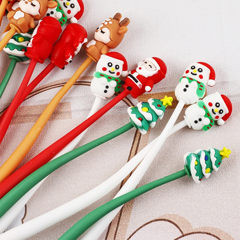 1Pc Christmas Silicone Cartoon Shake Gel Pen 0.5mm Student Kawaii Stationery School Office Supplies Christmas Gifts