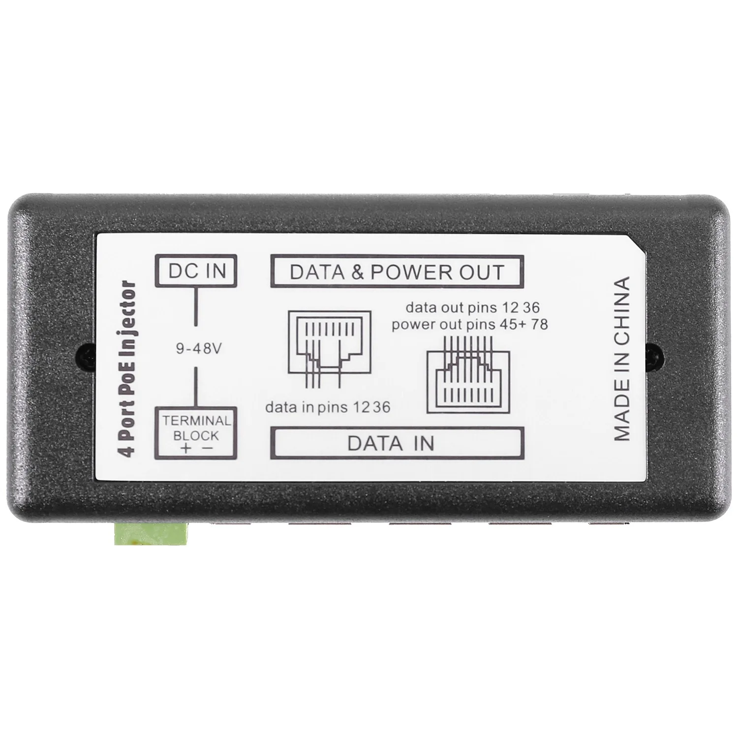 N82R 4-Port Poe Injektor Poe Netzteil Ethernet Netzteil Pin 4,5(+)/7,8(-)Eingang Dc12v-Dc48v Für IP Kamera