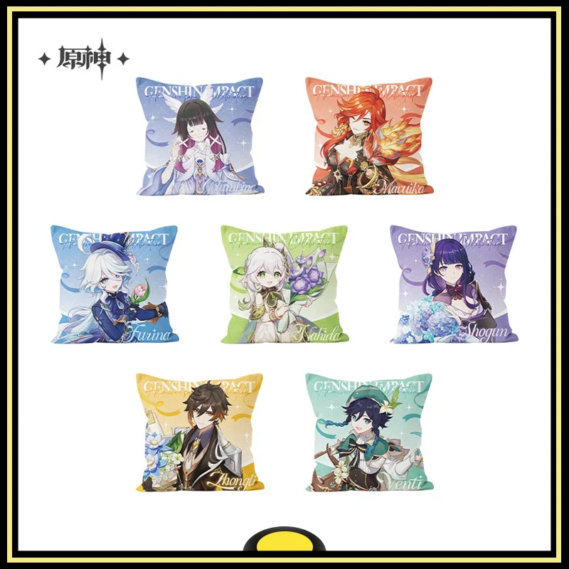 Genshin Impact Square Pillow Peripheral Products Figure Wendy Zhongli Pillow Cute Gift Anniversary Celebration Series Original