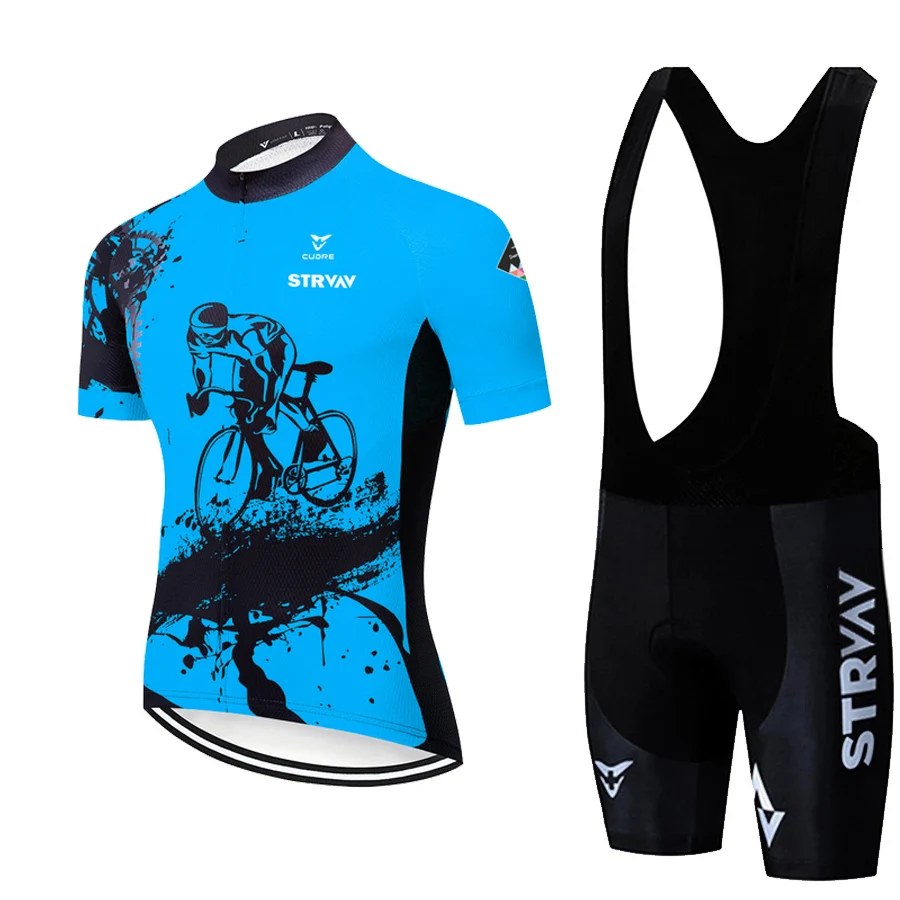 

2022 NEW STRVAV Cycling Jersey Sets Cycling Bicycle Suit Bicycle Short Sleeve Cycling Clothing Bike Maillot Jersey Bib Shorts