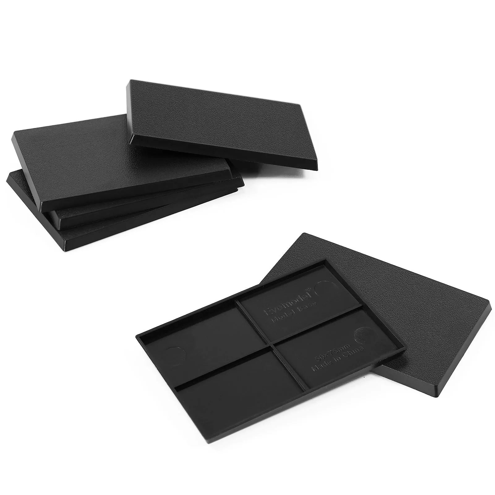 Evemodel 30pcs 50mmX75mm Rectangle Bases Plastic Black Miniature for Wargames MB5075