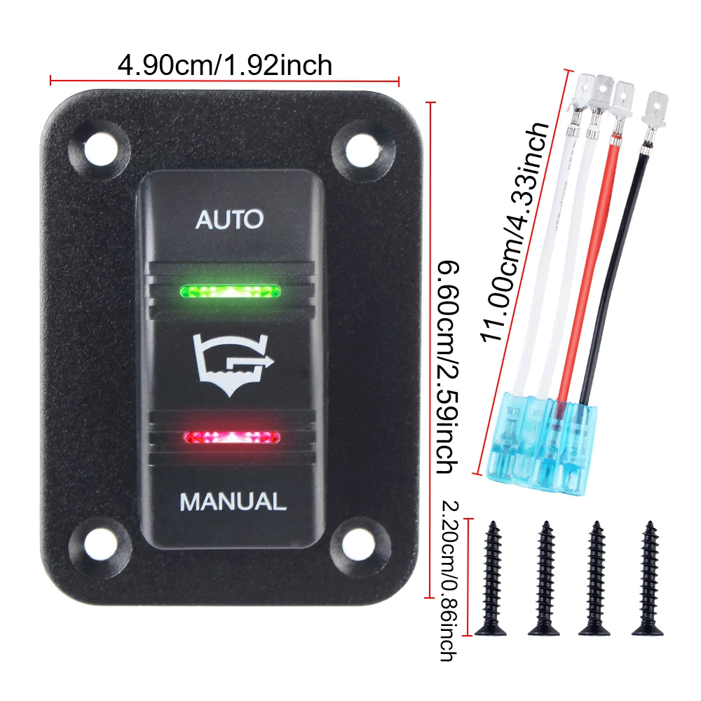 20A 12V 24V Bilge Pump Switch Panel Auto/Off/Manual Control 3 Way 4 Pin with LED Indicator SPDT Car Lights Toggle Rocker Switch