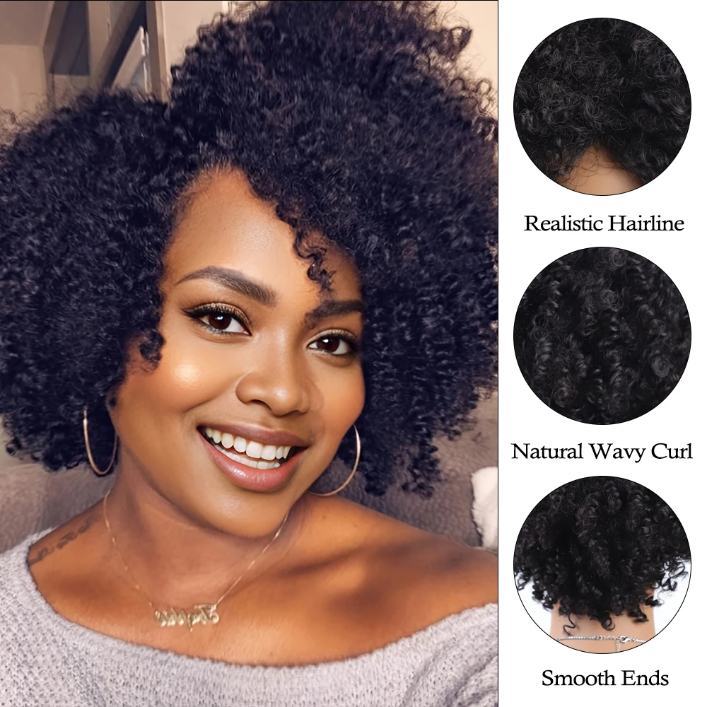 Synthetic Natural Messy Medium Length Curly Black Hair Synthetic Wig Daily Gatherings Halloween High Quality Wigs  For Women