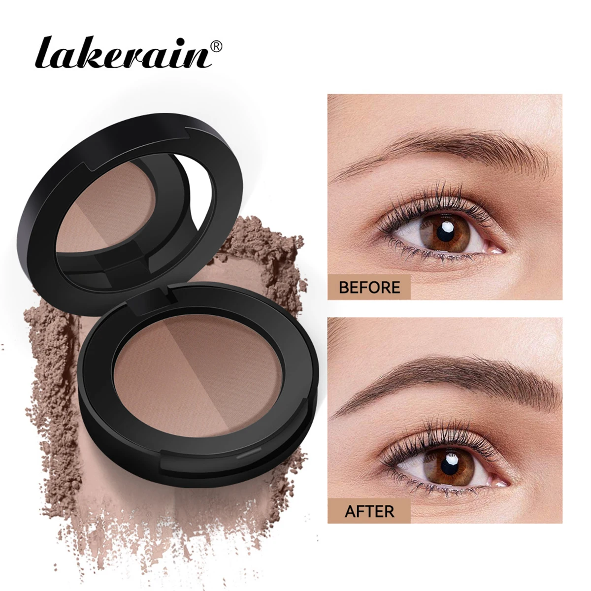 Poudre à sourcils bicolore, poudre d'ombre de nez tridimensionnelle naturelle, non tache naturelle et longue durée