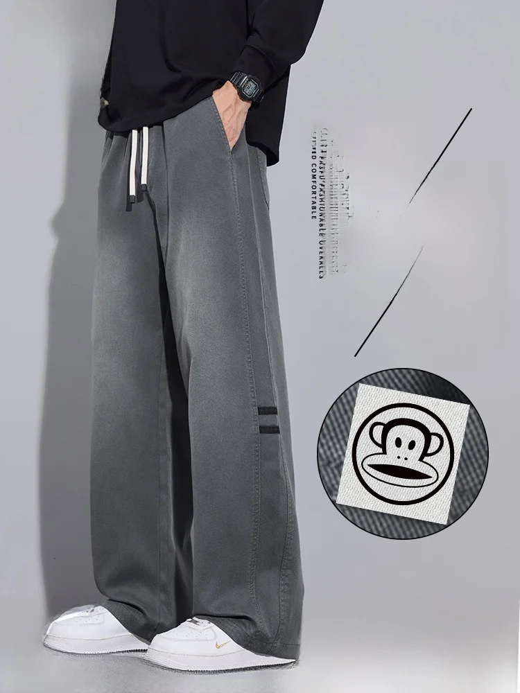 

PaulFrank Men's Casual Loose Straight Leg adient Wide Leg Pants Autumn Comfortable Retro Waed Casual Trousers