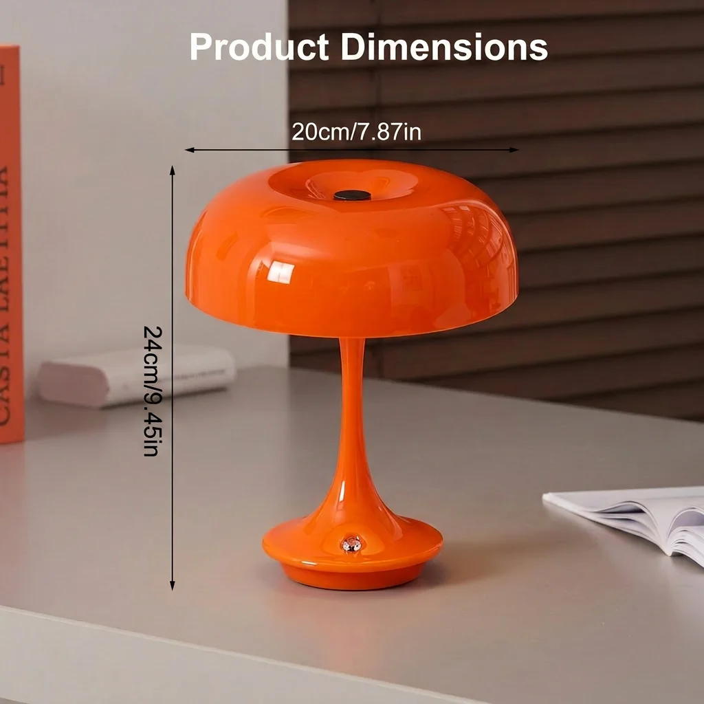 Novelty Mushroom LED Table Lamp ,USB Charging ,3 Color Dimmable ,Touch Control ,Office Atmosphere Lamp for Desktop Bedroom Decor